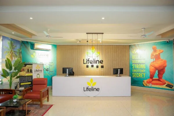 Lifeline Rehab Center reception and waiting area in Islamabad