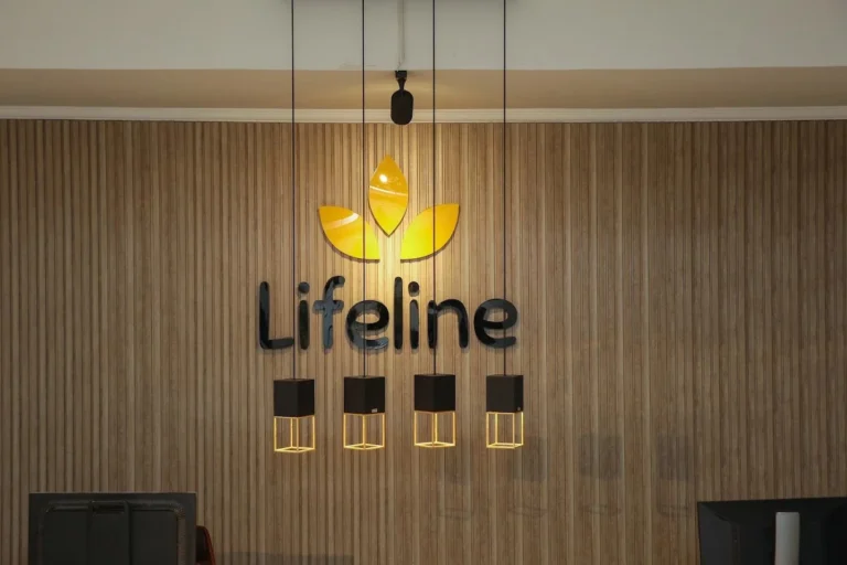 Lifeline rehabilitation center reception area showcasing the logo of a leading rehab center in Islamabad offering addiction treatment and mental health services.