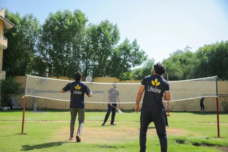 Outdoor counseling and ecopsychology session at a rehabilitation center in Islamabad supporting addiction recovery and mental wellness.